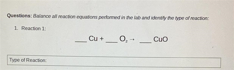 Help with balancing reaction equation and identify the type of reaction that it is-example-1