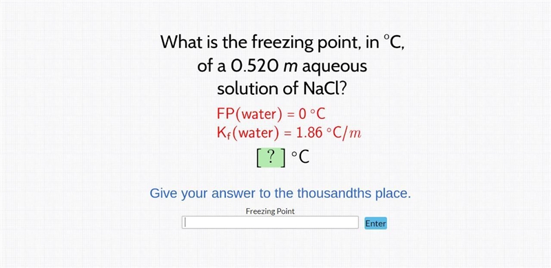 What is the freezing point, in °C, of a 0.520 m aqueous solution of NaCl?-example-1