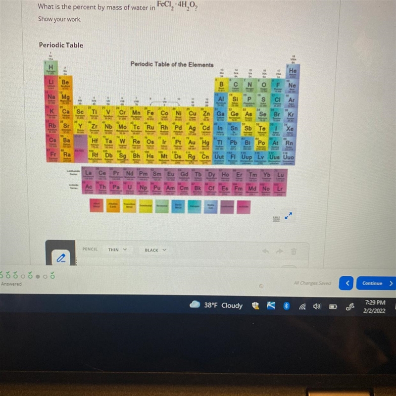 Help me please if you can:What is the percent by mass of water in FeCl₂.4H₂O?-example-1