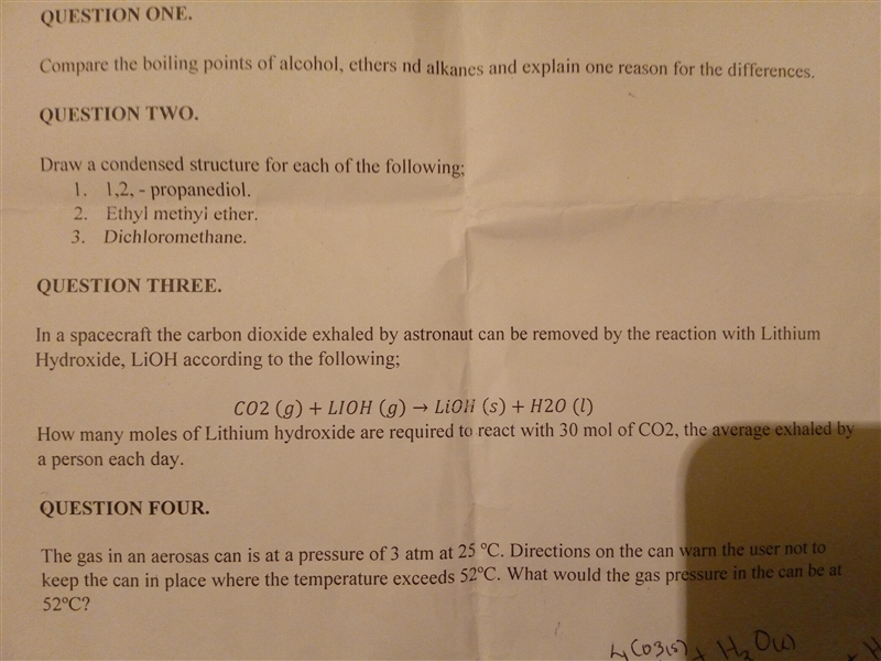 In a spacecraft tge carbon dioxide exhaled by the astronaut can be removed by the-example-1