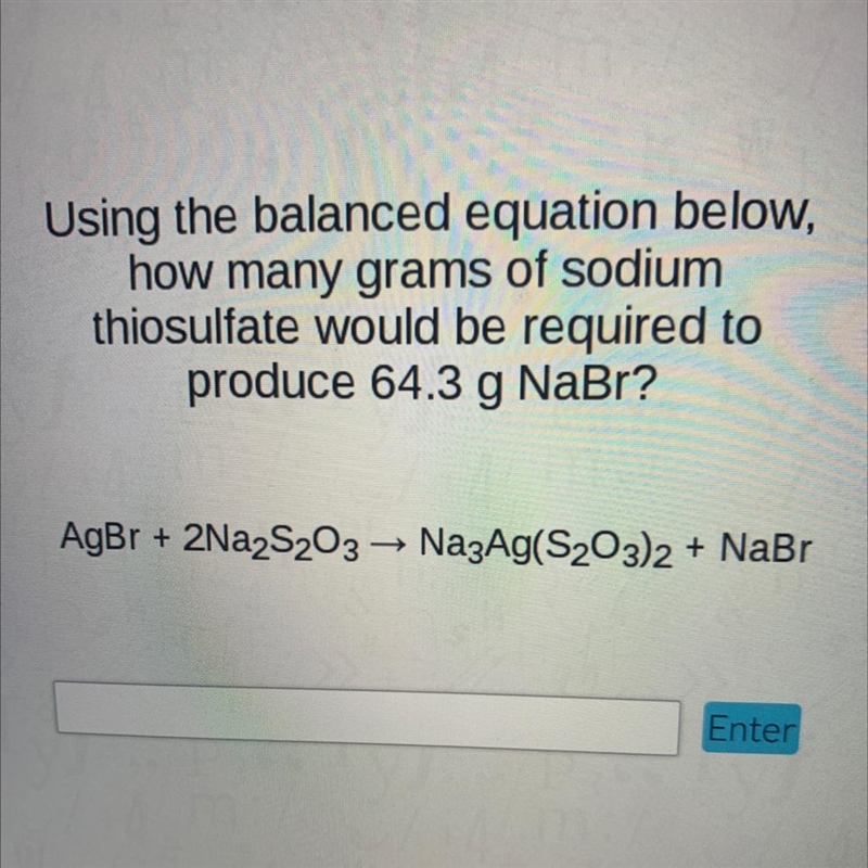 Using the balanced equation below,how many grams of sodiumthiosulfate would be required-example-1