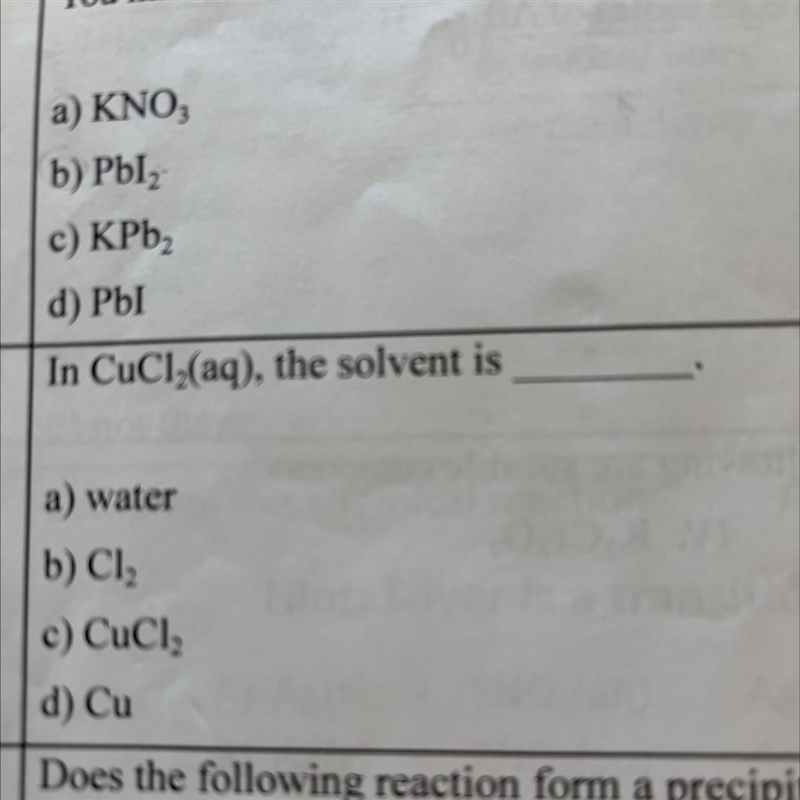 In CuCl2(aq), the solvent is _____.-example-1