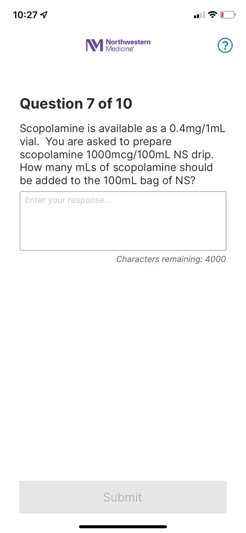 Scopolamine is available as a 0.4mg/1ml vial. You are asked to prepare scopolamine-example-1