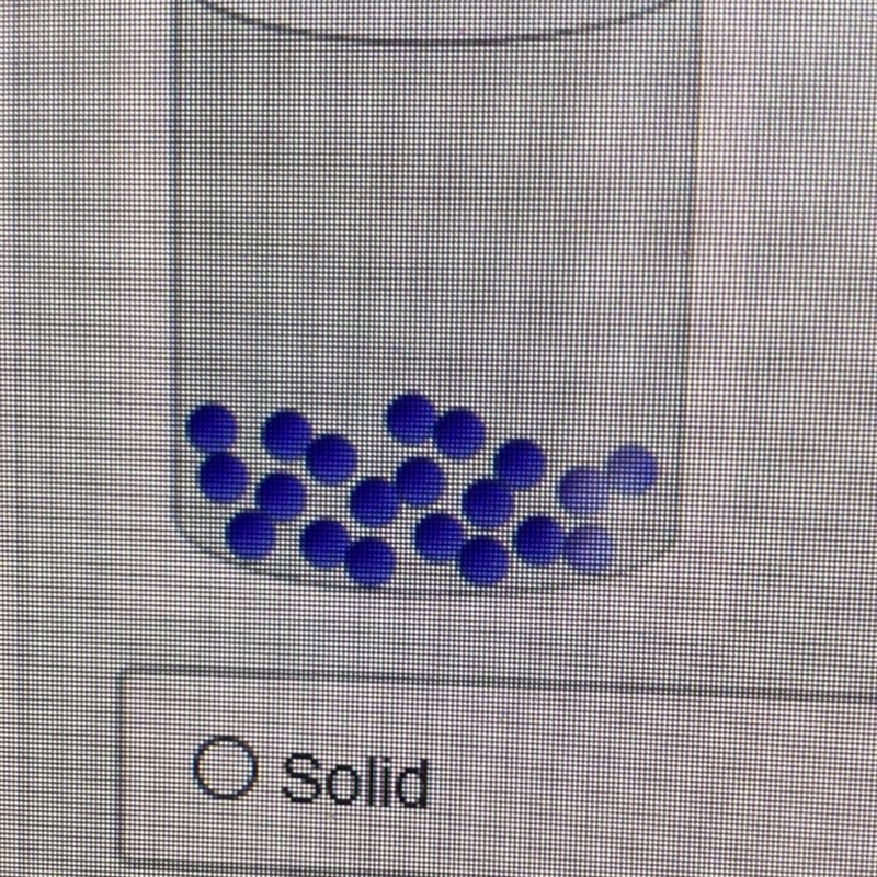 Which state of matter does this model represent? O Solid O Liquid O Gas O Plasma-example-1