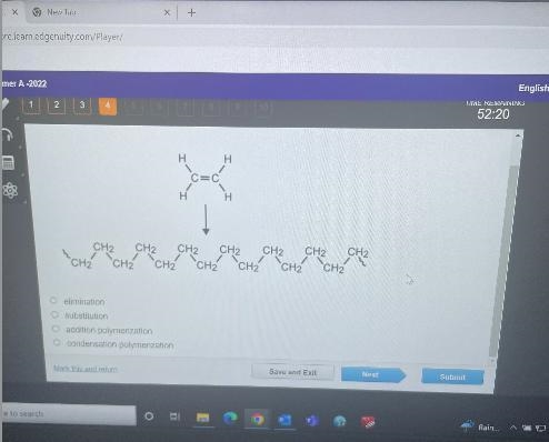 Which term describes this reaction?HCH2CH2O eliminationO substitutionCH21CH2C=CHHCH-example-1