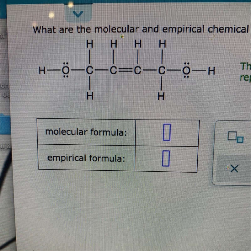 (See photo)What are the Molecular at empirical chemical formulas of a compound made-example-1