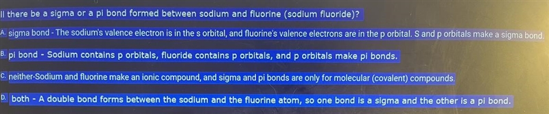 Will there be a sigma or a pi bond formed between sodium and fluorine (sodium fluoride-example-1