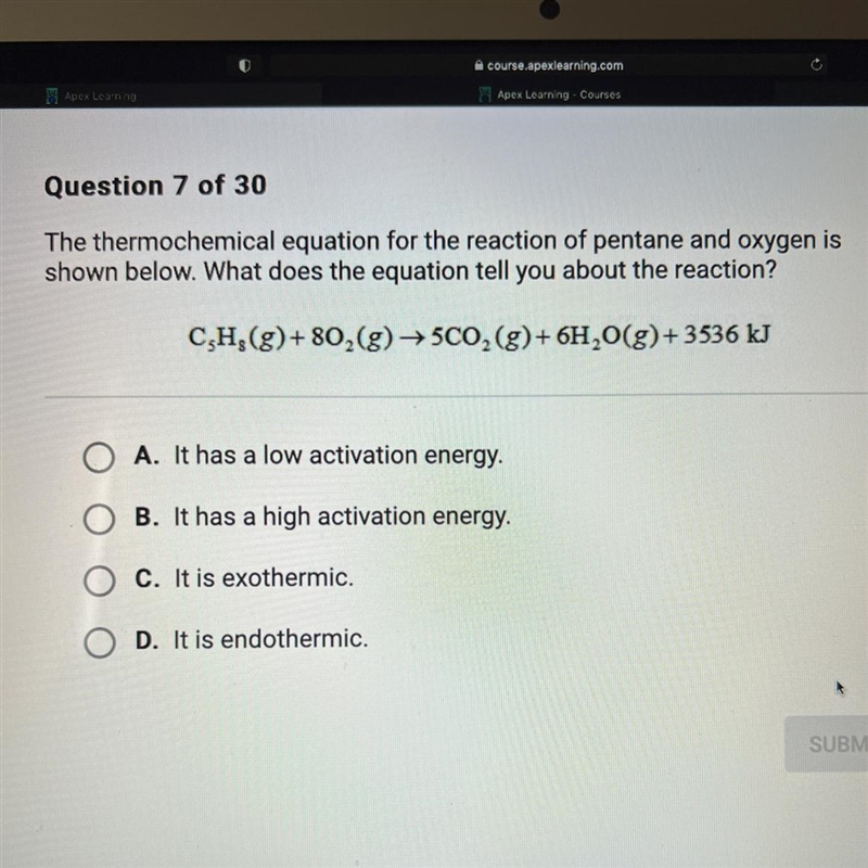 The thermochemical equation for the reaction of pentane and oxygen is shown below-example-1