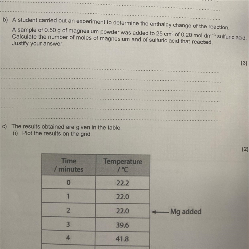 (b) Calculate the number of moles of magnesium and sulfuric acid that reacted.-example-1