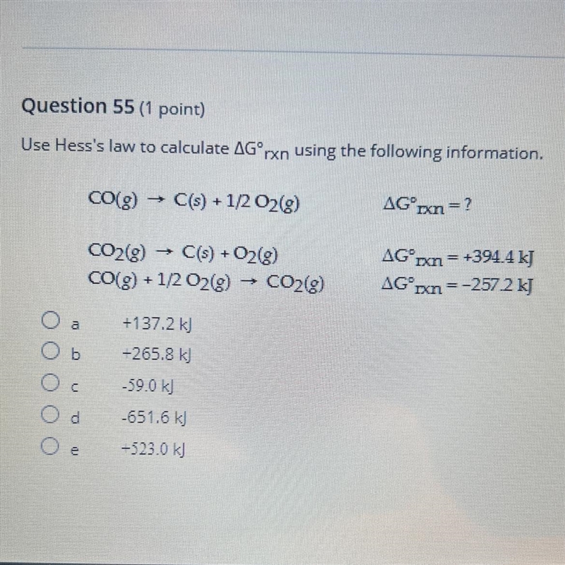 Use Hess's law to calculate AG° rxn using the following information. CO(g) → C(s) + 1/2O-example-1