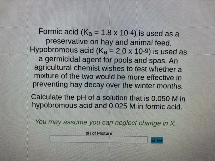 Calculate the pH of a solution that is 0.050 M in hypobromous acid and 0.025 M in-example-1