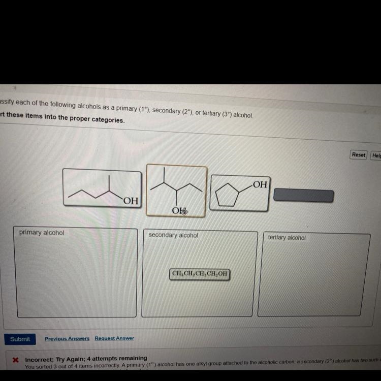 Identify if the following alcohols are primary, secondary, or tertiary-example-1