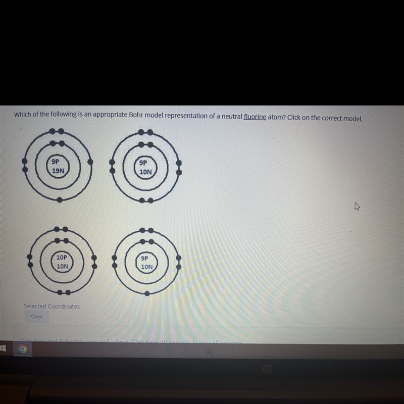 Which of the following is an appropriate bohr model representation of a neutral fluorine-example-1