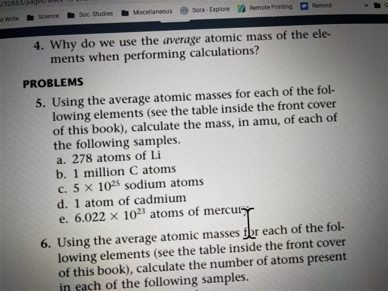 Using the average atomic masses for each of the following elements calculate the mass-example-1