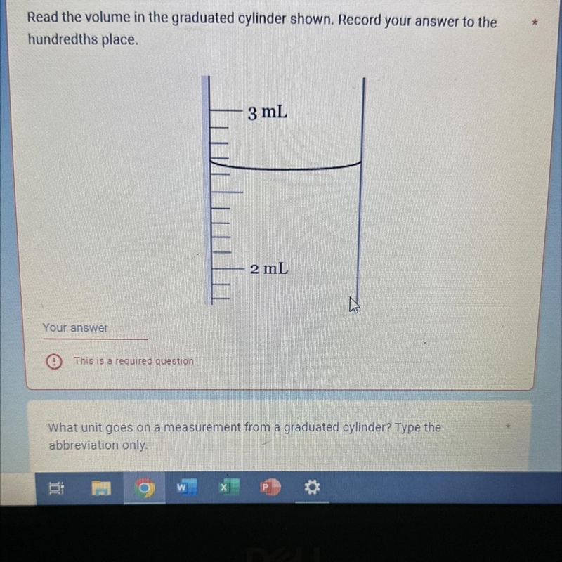 Read the volume in the graduated cylinder shown. Record your answer to the hundredths-example-1