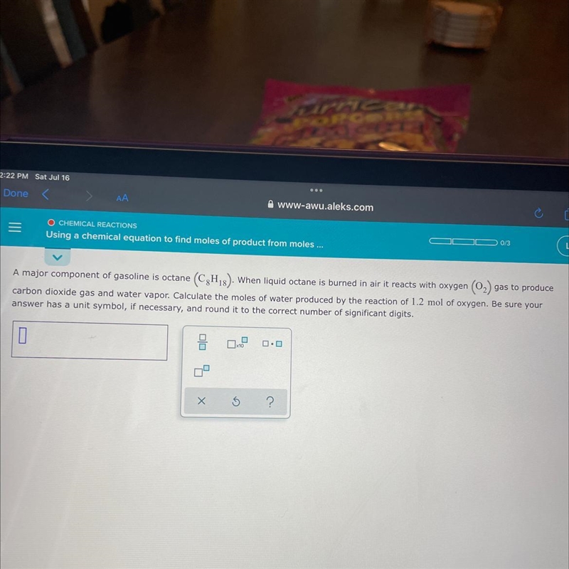 Using a chemical equation to find moles of product from moles of reactant-example-1