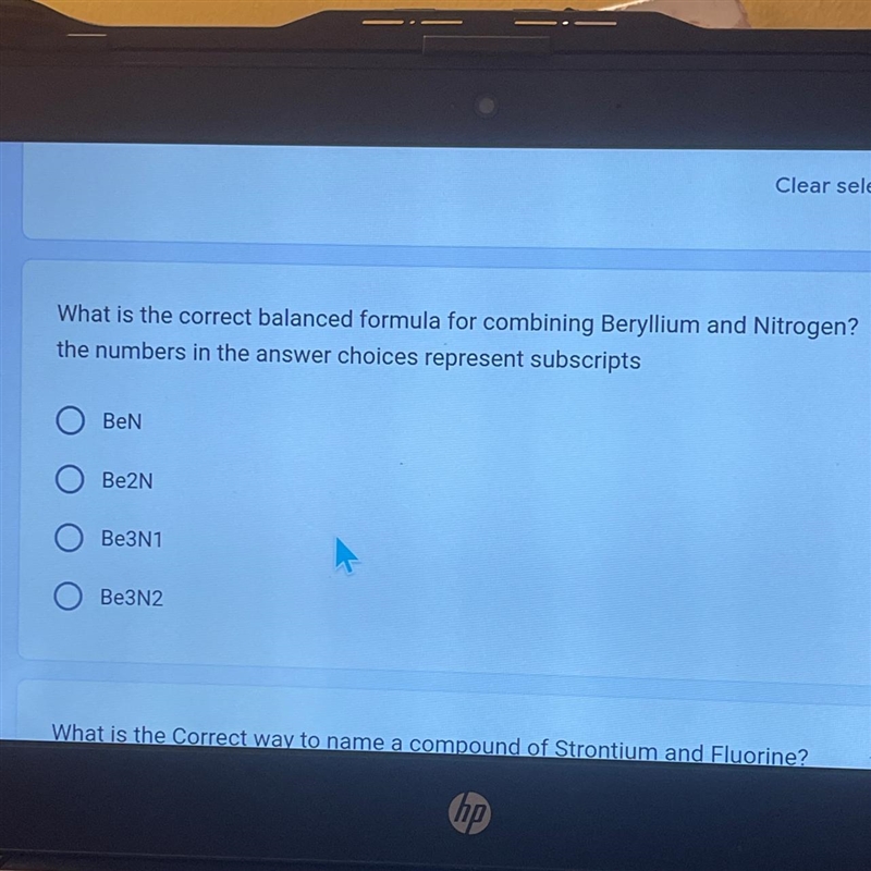 What is the correct balanced formula for combining Beryllium and Nitrogen? 1 p the-example-1