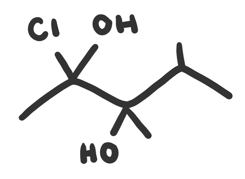 2- chloro,2,3- dihydroxy-3,4-dimethyl pentane structure of the organic compound-example-1