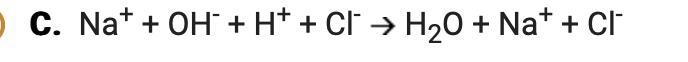 What is the complete ionic equation for NaOH(aq) + HCl(aq) → H₂O()) + NaCl(aq)?-example-1