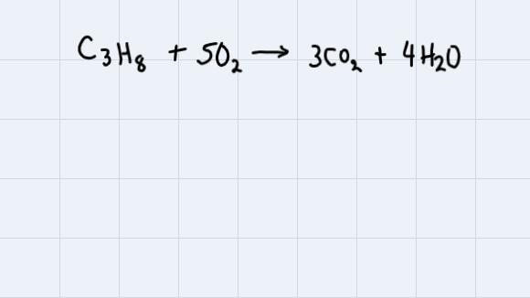 In an experiment, 3.25 g of C3H8 react with 3.50 g of O2.1) Write the formula for-example-1