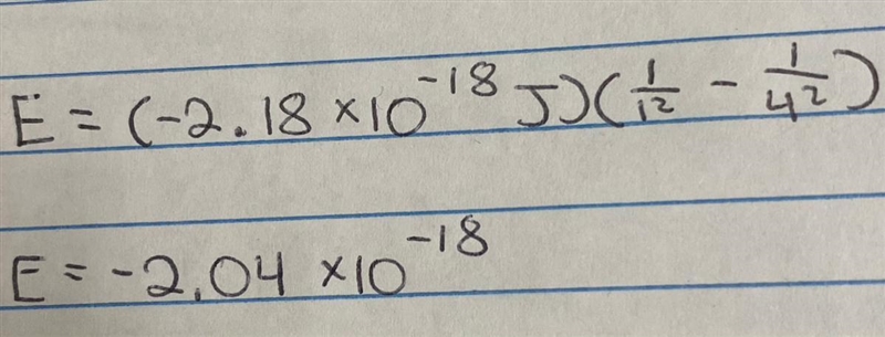 Calculate the energy change associated with the transition from n=4 to n=1 in the-example-1