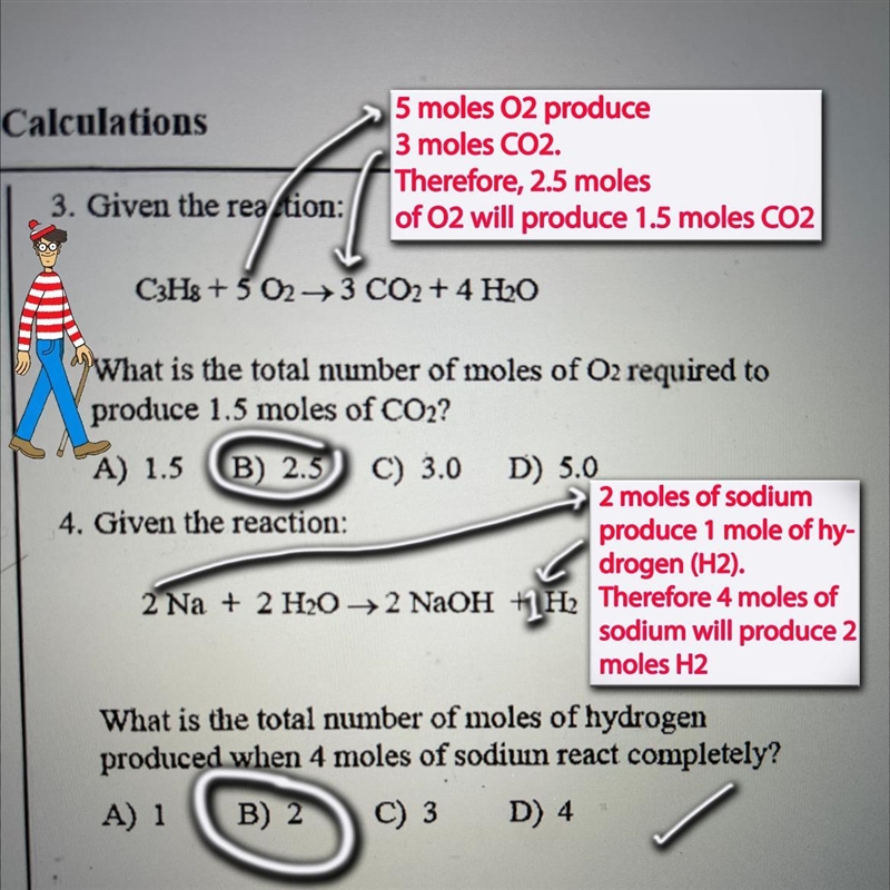 3. Given the reaction: C3Hs +5 3 CO2 + 4H2O What is the total nuunber of moles of-example-1