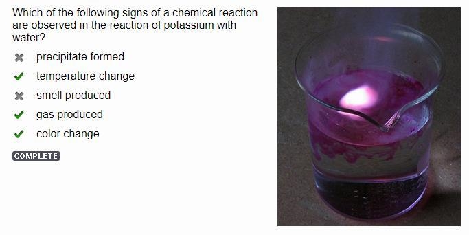 Which of the following signs of a chemical reactioi are observed in the reaction of-example-1