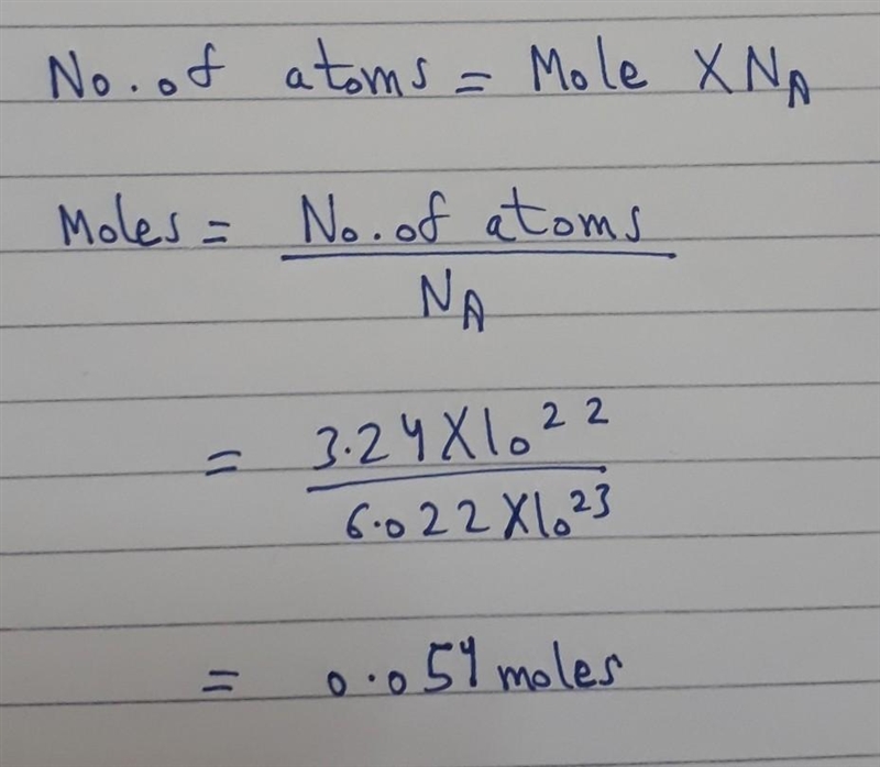 1) How many moles are in 3.24 x 1022 atoms of water?-example-1