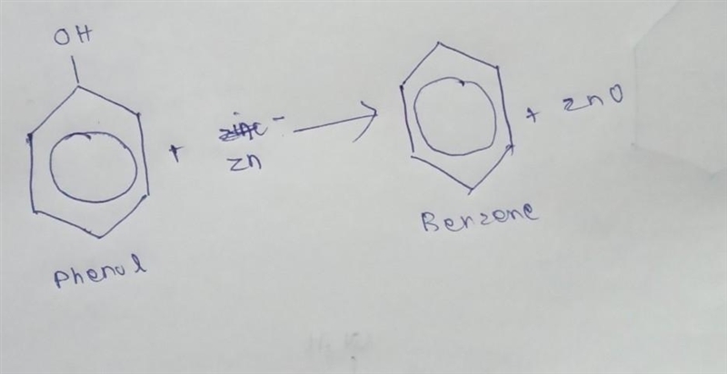 Show the reaction : Phenol to benzene-example-1