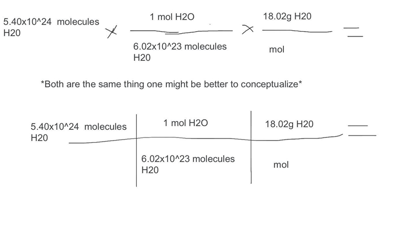 Please help !!! :(( How many grams are in 5.40 x 10^24 molecules of H₂O? How many-example-1