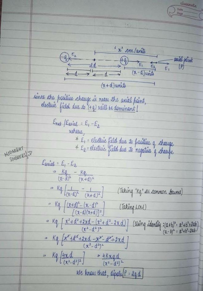 Derive the electric field at an axial point. please help don't spam​-example-1