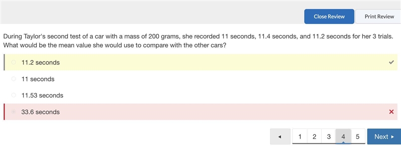 During Taylor's second test of a car with a mass of 200 grams, she recorded 11 seconds-example-1