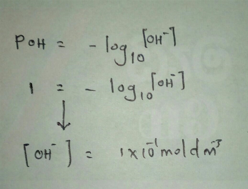 A solution with a pH = 13 has approximately how many moles of OH– ions per liter?-example-1