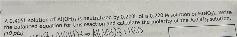 I need to balance the equation and calculate the molarity-example-1