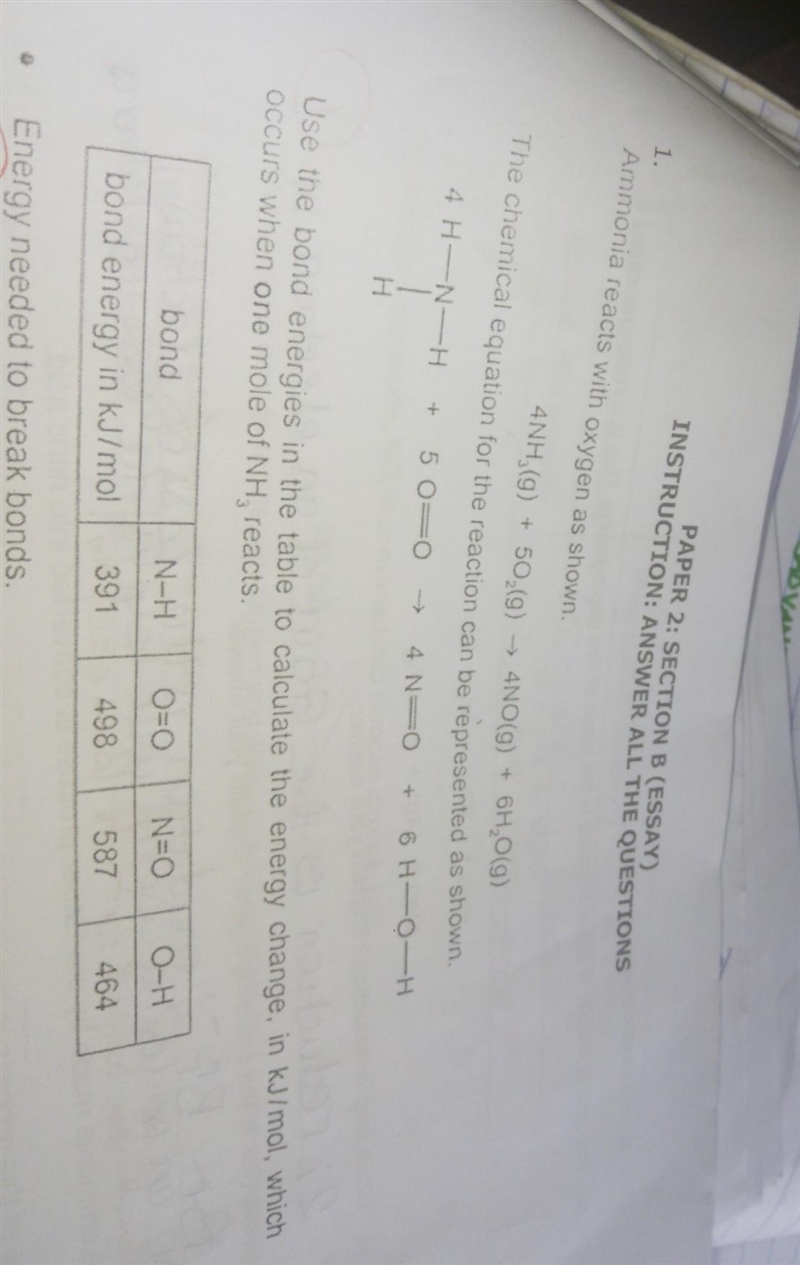 Calculate the following 1. energy needed to break bonds 2. energy released when bonds-example-1