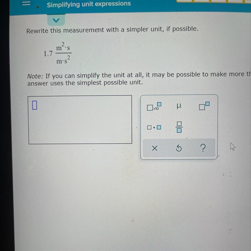 Please help. i’m strugglingggg Rewrite this measurement with a simpler unit, if possible-example-1