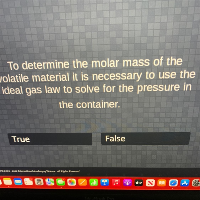 To determine the molar mass of thevolatile material it is necessary to use theideal-example-1