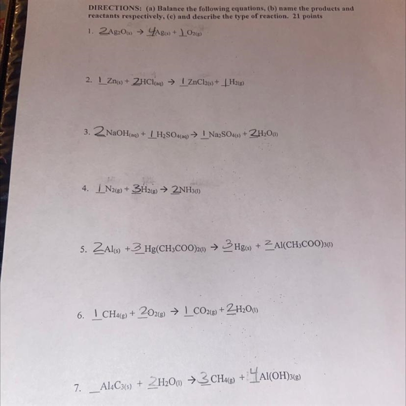 Please check my answers with balancing chemical equations because I know the last-example-1