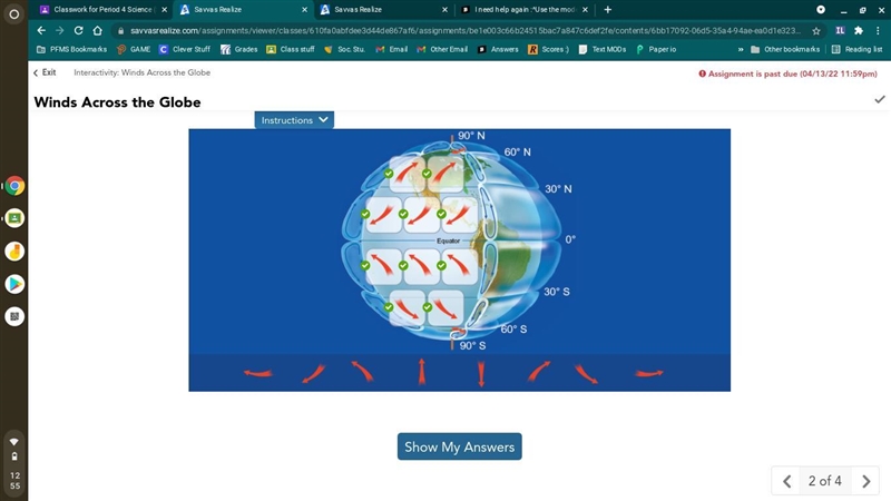 I need help again :^ Use the model to describe the global pattern of atmospheric circulation-example-1