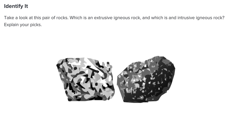 Take a look at this pair of rocks. Which is an extrusive igneous rock, and which is-example-1