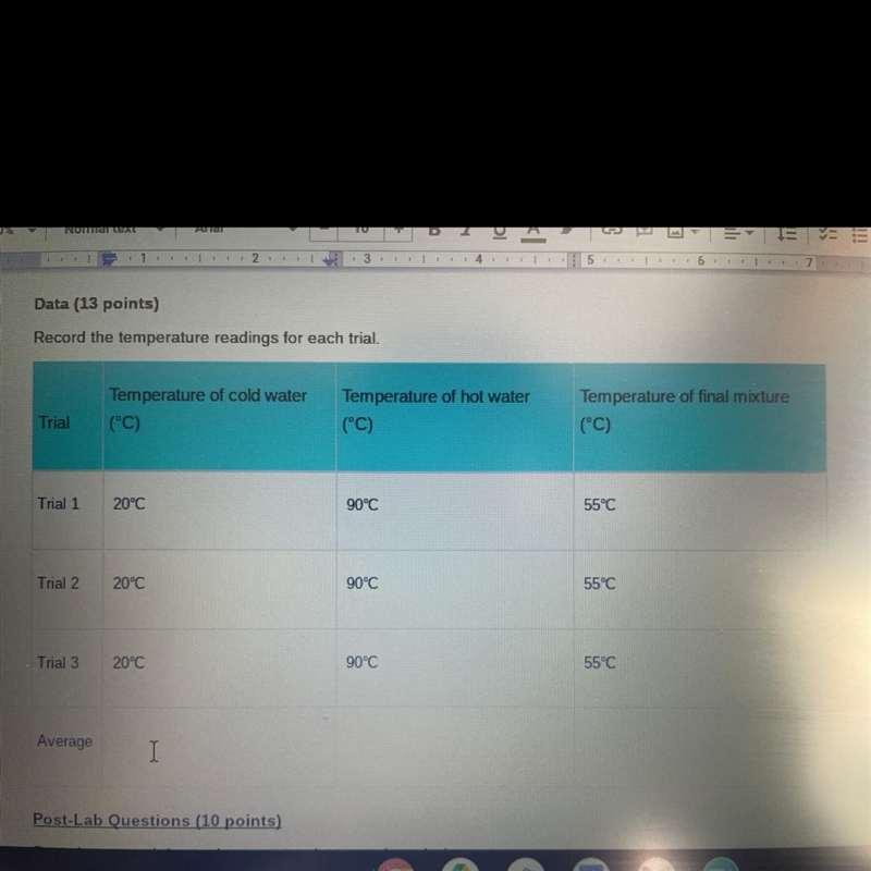 Hi can someone please help me find the average for these temperatures? I need them-example-1