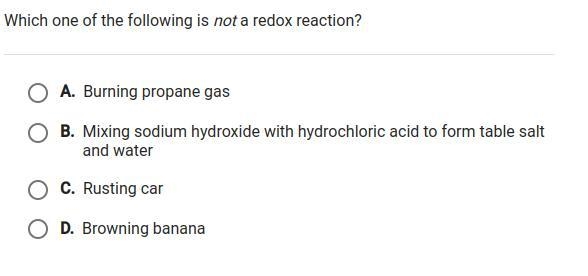 Which one of the following is not a redox reaction?-example-1