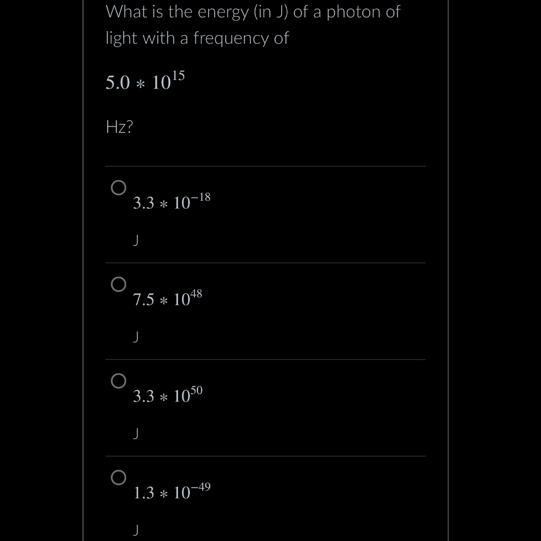 LOTS OF POINTS!!!! Pls look at pic What is the energy (in J) of a photon of light-example-1