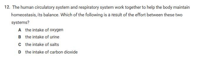 12. The human circulatory system and respiratory system work together to help the-example-1