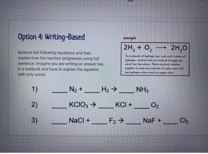 PLEASE HELP 50 POINTS. PLEASE !!! BALANCING CHEMICAL EQUATIONS-example-2