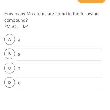 How many Mn atoms are found in the following compound? 2MnO4-example-1