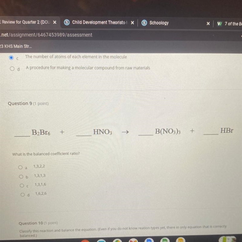 ￼what is the balanced coefficient ratio? A- 1,3,2,2 B- 1,3,1,3 C- 1,3,1,6 D- 1,6,2,6-example-1