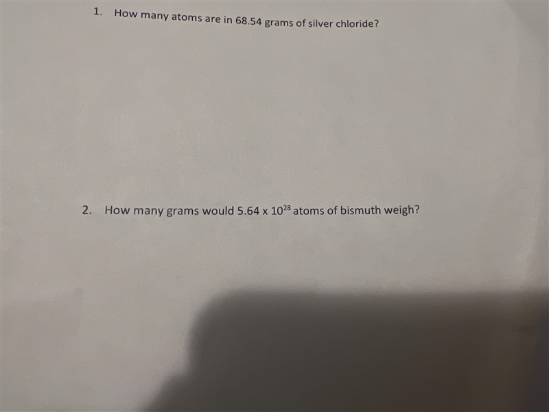 We’re learning about mole I need help on these last questions of my chemistry packet-example-1