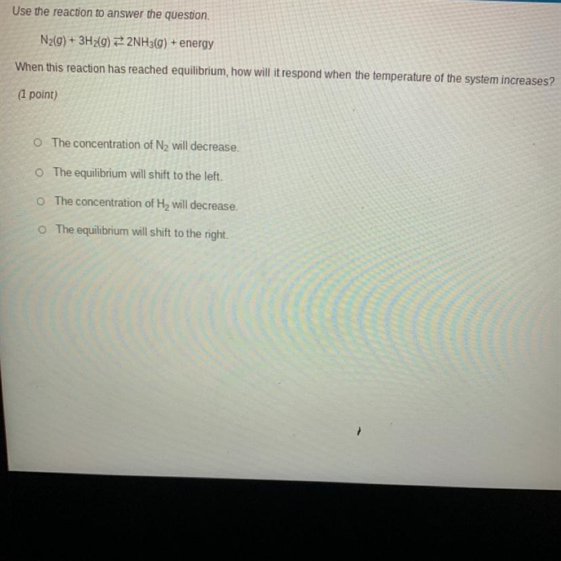 Use the reaction to answer the question.N₂(g) + 3H₂(g)2NH3(g) + energyWhen this reaction-example-1