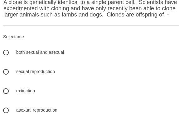 A clone is genetically identical to a single parent cell. Scientists have experimented-example-1